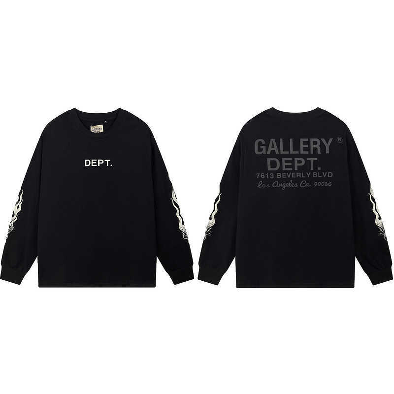 

Galleryes Shirts 2023 Dept Shirt Mens Arm T Flame Letter High Street Long Sleeve T-shirt, Black
