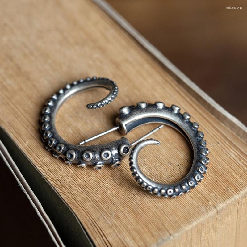 

Hoop Earrings VamGoth1573 925 Sterling Silver Hyperbole Octopus Wicked Tentacle Jewelry For Women