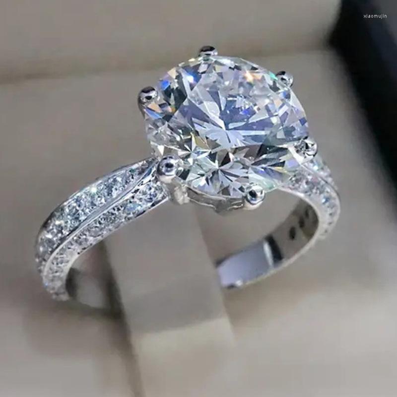 

Cluster Rings Classic Female Jewelry 925 Sterling Silver 6 Inlaid Cubic Zircon Love Finger For Women Promise Anillos