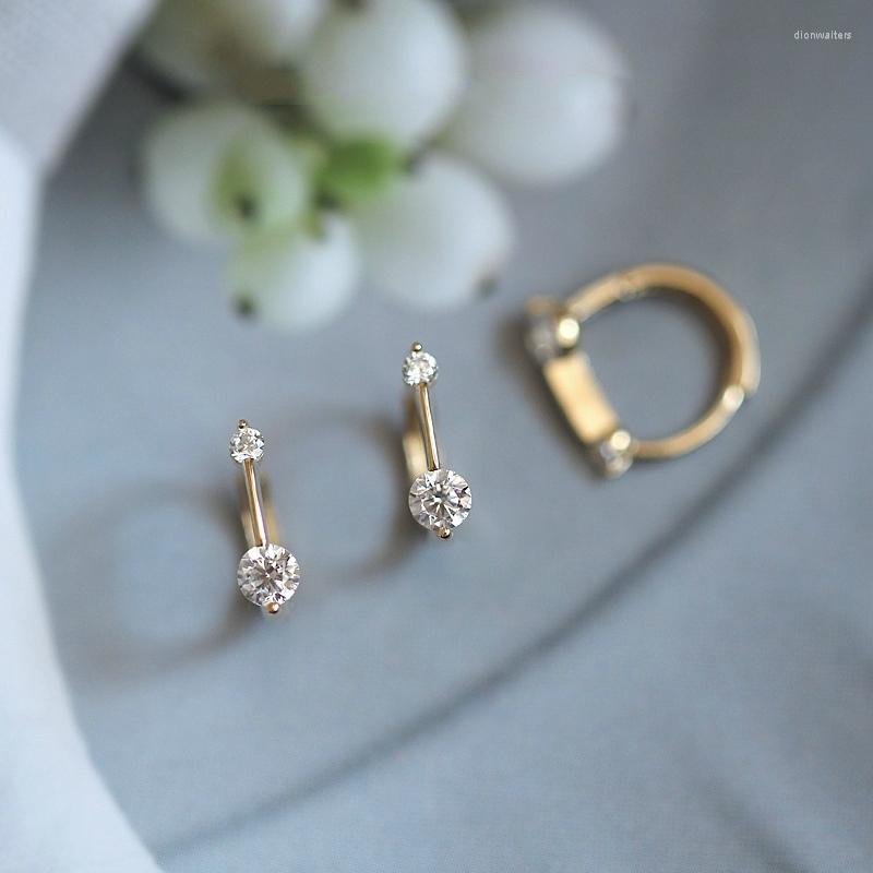 

Hoop Earrings GOLDtutu Customized Cream Pure 9k Gold Small Diamond Personalized Design Word Japanese And Korean Temperament