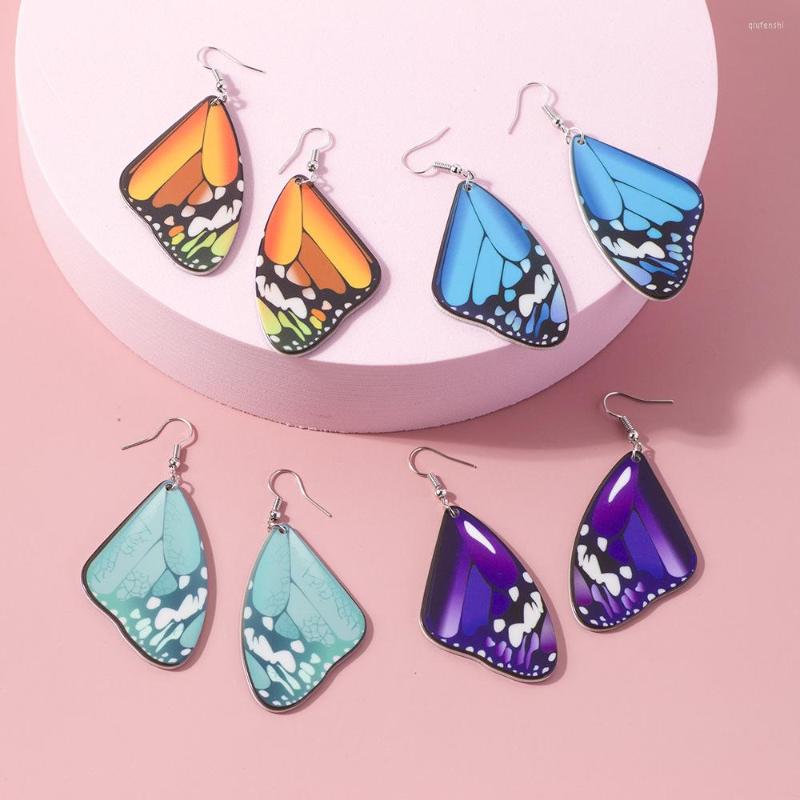 

Dangle Earrings 2023 Korean Fashion Trendy Colorful Acrylic Butterfly Women Stainless Steel Ear Hoop Drop Hanging Earring Summer