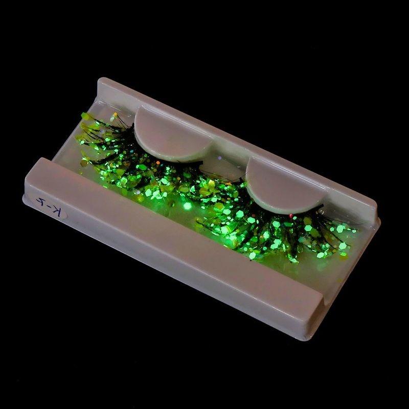 

False Eyelashes 1 Pairs Luminous Mink Fluffy 3d Lashes Dramatic Fluorescent With Sequins