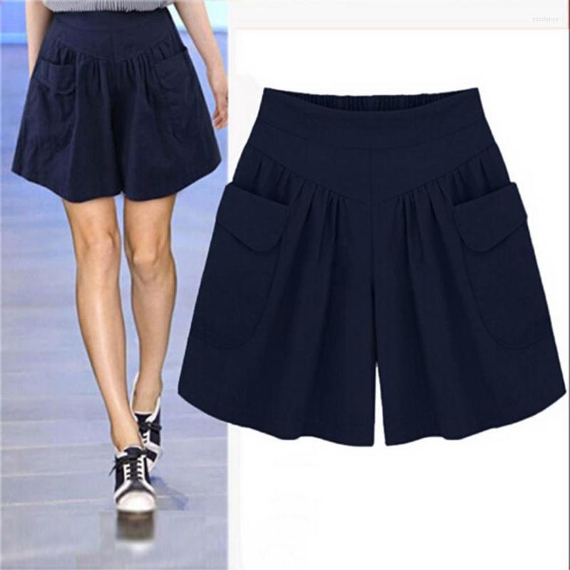 

Women's Shorts 2023 Summer Elegant High Waist Flax Women Casual Solid Wide Leg Loose Cotton Short Pants Bottom Pant Pocket Black Trouse