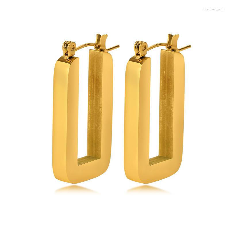 

Hoop Earrings Modyle Punk Vintage Gold Silver Color Stainless Steel Minimalist Metal Huggie Geometric For Women