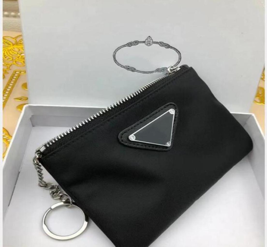 

Keychains Lanyards Luxury Designer key chain Nylon Canvas pouch Men Women Mini Wallets Keychains Black Zip pocket purse Lover Keyc7427847
