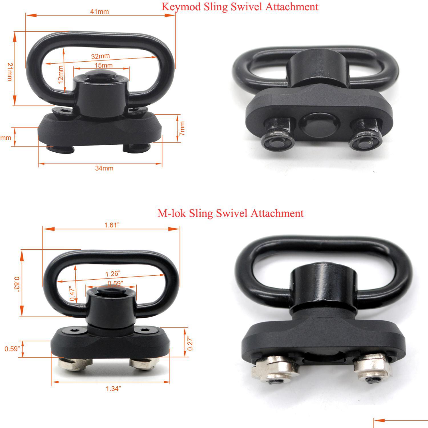 

Others Tactical Accessories Black 1 25 Push Button Qd Sling Swivel Mount Kit With Keymod / Mlok Rail Attachment For Handguard Drop D Dhzks