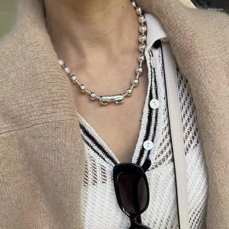 

Chains 2023 Kpop Beaded Chain Necklace For Women Korean Fashion Hip Hop Man Necklaces Girls Grunge Jewelry On The Neck Retro
