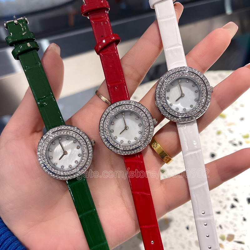 

Fashion quartz female watch the best quality Swiss quartz movement watches crystal glass mirror bezel can rotate 360 degrees 29mm wristwatch casual rotation, Color 1