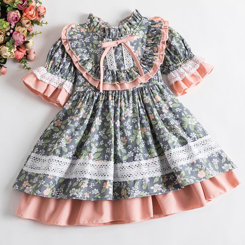 

Girl Dresses Girl's Lolita Dress For Baby Toddler Vintage Skirt Spain Retro Court Style Princess Floral Puff Sleeve Infant Vestidos, As photo 7