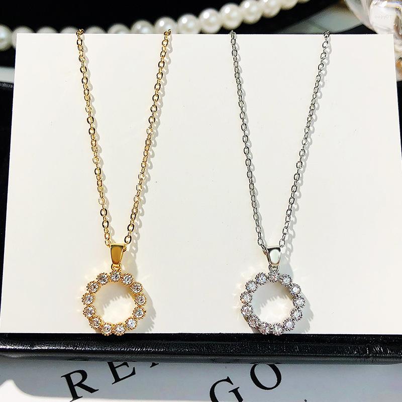 

Chains Colorful L Circle Shape Zircon Clavicle Chain Choker Necklace Collar For Women Fine Jewelry Wedding Party Birthday Gift