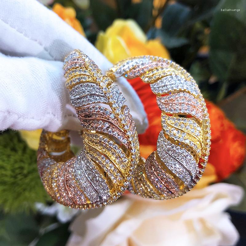 

Hoop Earrings Siscathy Dubai African Trend Cubic Zirconia Horns Round Earring For Women Thick Circle Party Jewelry Accessories