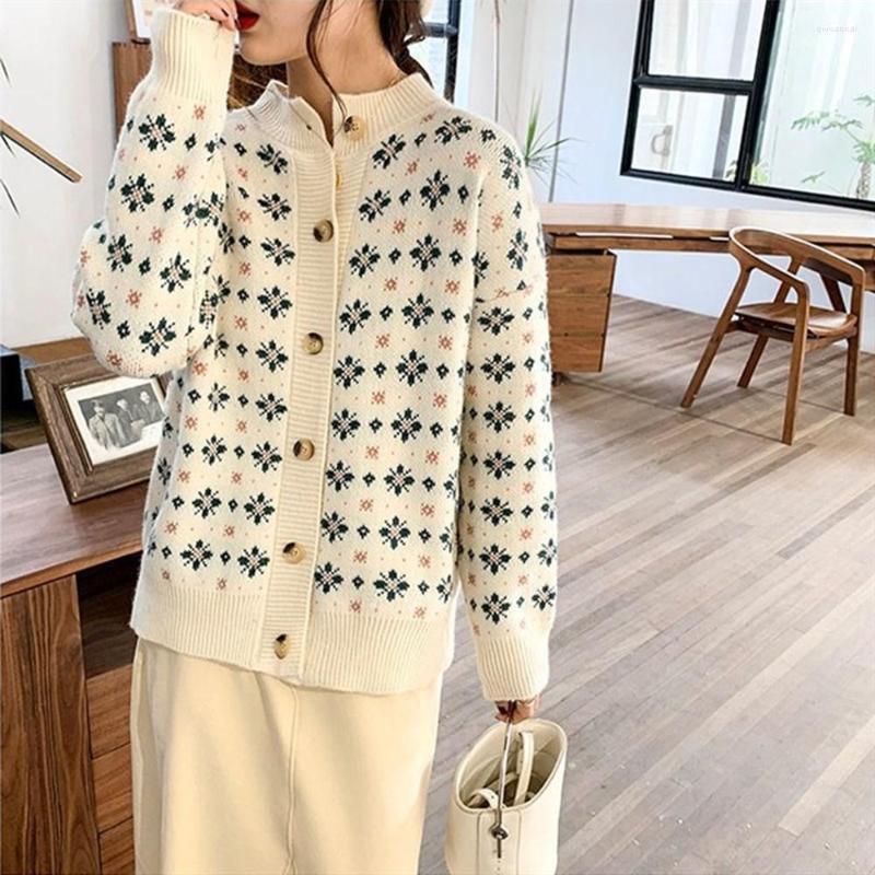 

Women's Knits Korea Version Women's Knitted Cardigan Coat Female Loose Student Sweater Jacket Tops, Ivory