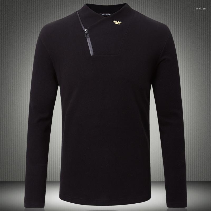 

Men's T Shirts Brand Famouse High Quality 2023 Autumn Winter V-neck Men T-shirts Long Sleeve Zipper Design Shirt 4XL 5XL 8340, Black