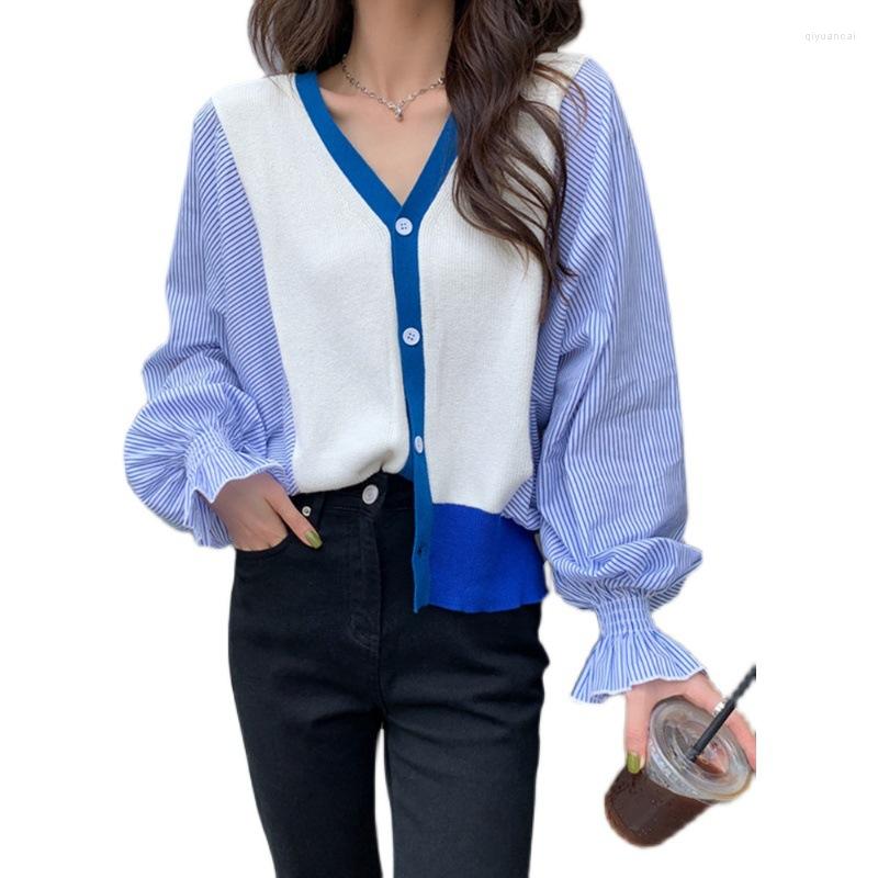 

Women's Knits Korean Version Fashionable Chic Sweet Knitted Patchwork Women Cardigans Shirt Tops, Black