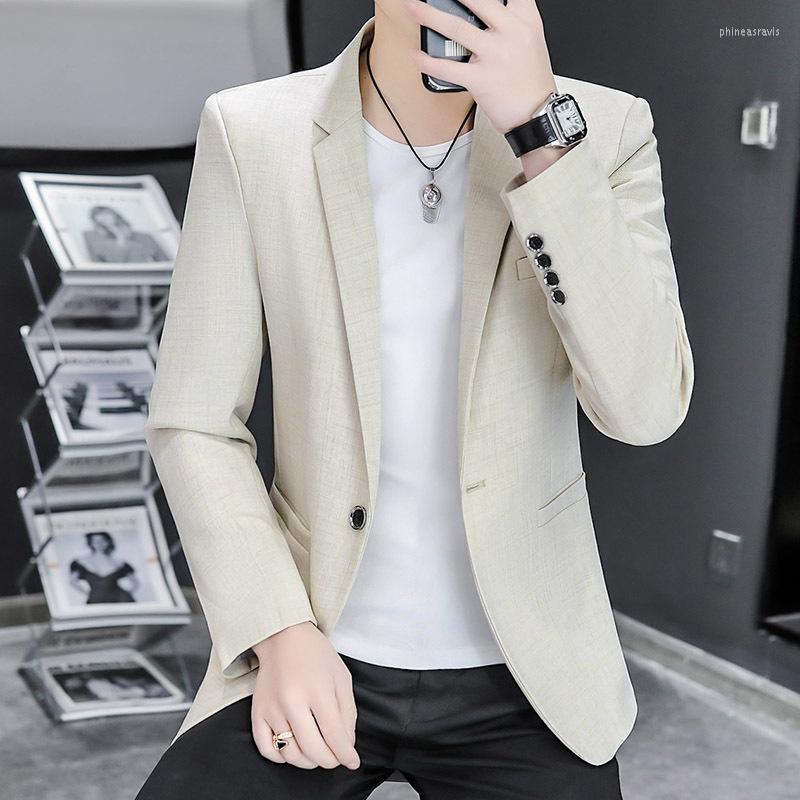 

Men's Suits HOO 2023 Men's Solid Color Casual Blzer Youth Spring Single Buckle Handsome, Black