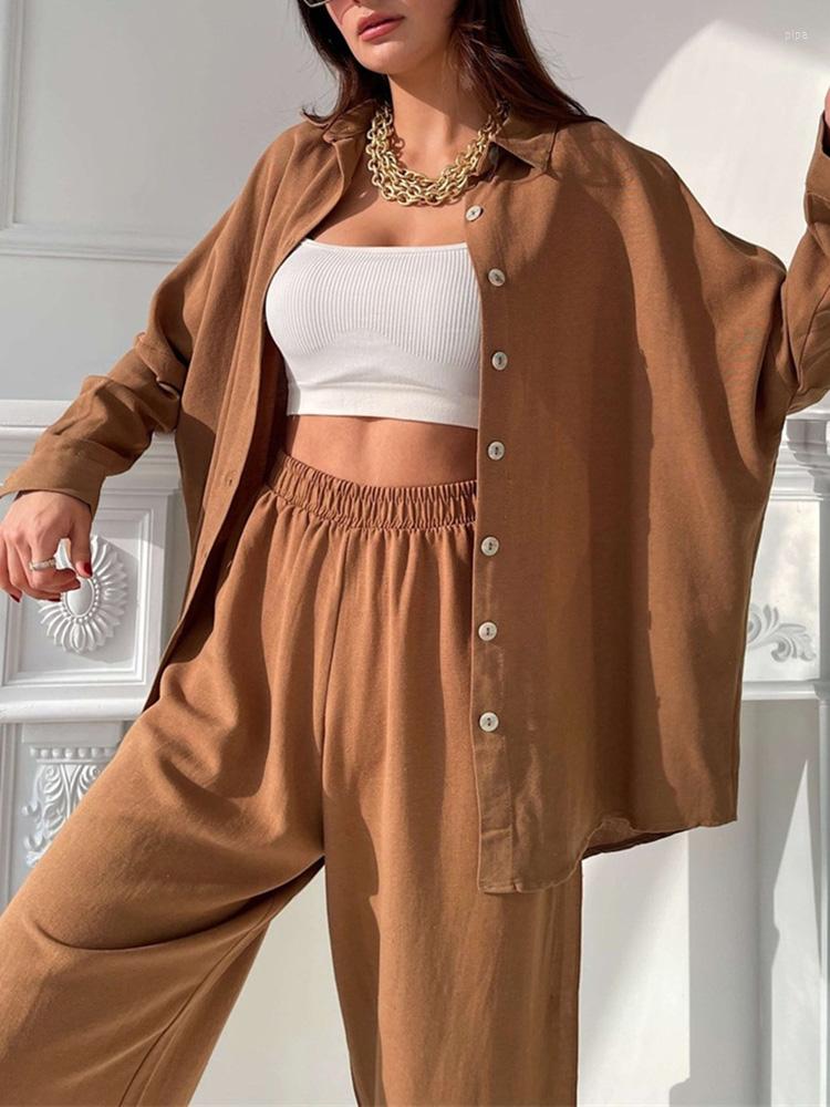 

Women' Two Piece Pants Single Breasted Tops Harem Women Outfits Spring Autumn Loose Pieces Set Femme Turn Down Collar Casual Trousers Suit, 02 black