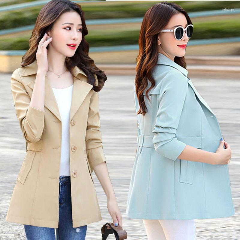 

Women's Trench Coats Korean Women's Windbreaker 2023 Slim Long Sleeve Single-breasted Casual Women Jacket Outerwear Overcoat Female Tops, Pink