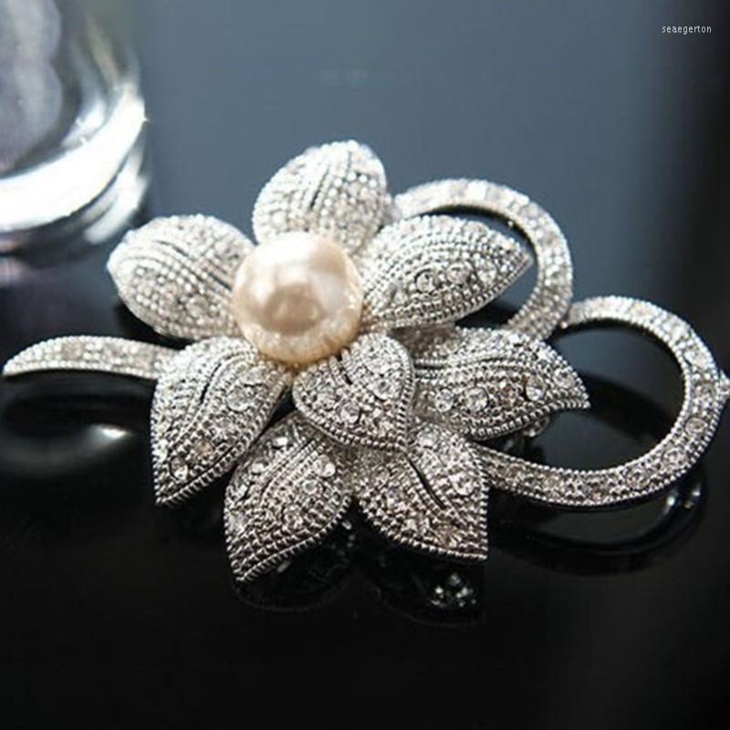 

Brooches Stylish Crystal Imitation Pearl Women's Brooch Temperament Rhinestone Flowers Pin Accessories Scarf Buckle