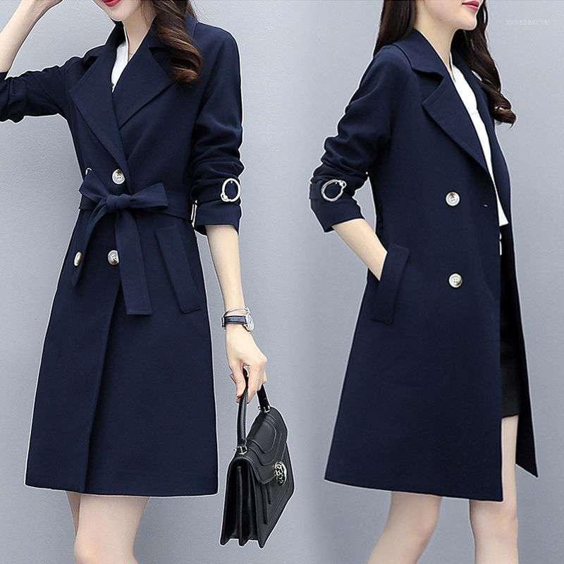 

Women's Trench Coats Spring Autumn Long Coat Women 2023 Korean Double Breasted Slim Windbreaker Female Outwear Fashion Ladies Overcoa Tops, Leather pink