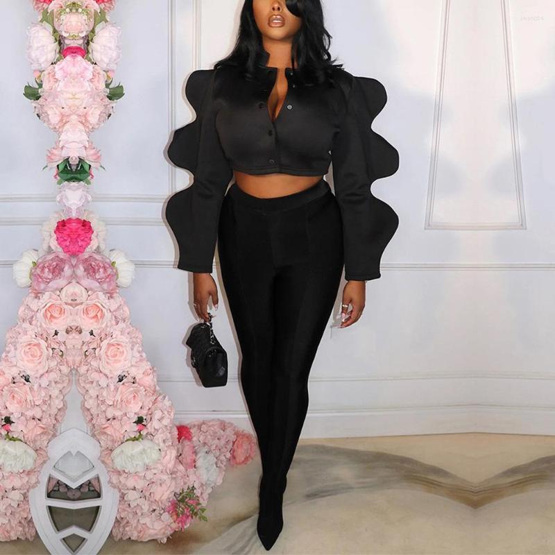 

Women' Blouses Fashion Black Shirts For Women Single Breasted Puff Sleeve Spring Summer High Quality Elegant Street Wear Tops