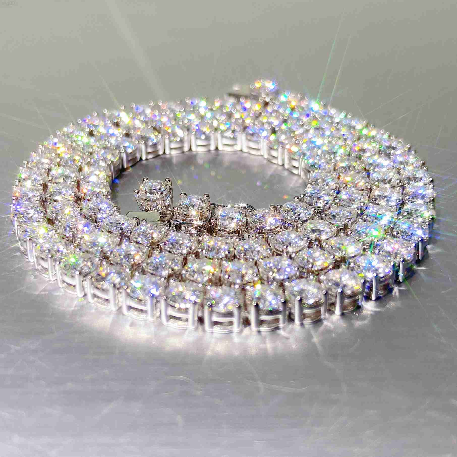 

Luxury 3mm Iced Out Fully Moissanite 10k Solid Gold Necklace Hip Hop Vvs Diamond Tennis Chain