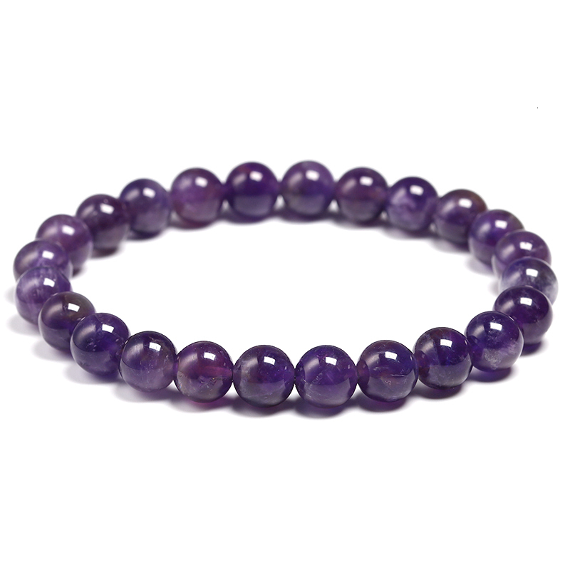 

Charm Bracelets Natural Amethyst Bracelet Women Couple Natural Stone Bracelet Purple Quartz Bracelets 6 8 10mm Bead Bangles Jewelry Gifts 230313