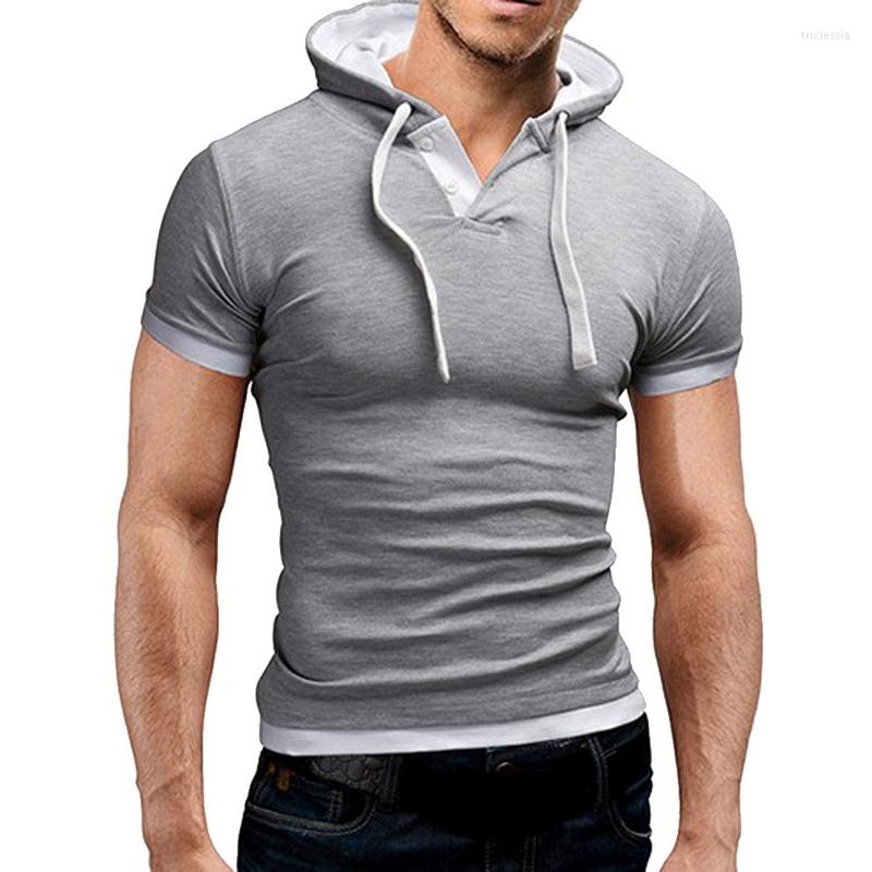 

Men's Hoodies Dihope Summer Sweatshirt Male Plus Size Short Sleeve Sweatshirts Hooded Sling Tops Men Streetwear, Red