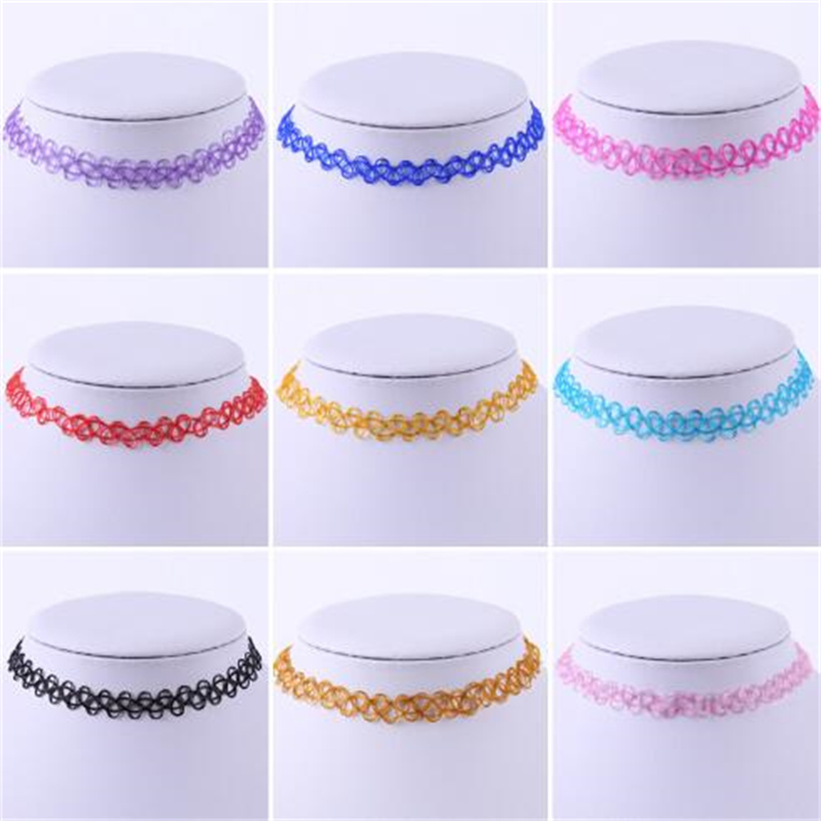 

European and American popular Choker Chokers fishline vintage tattoo woven necklace fishline clavicle chain neck chain neck sleeve 12-color AE581