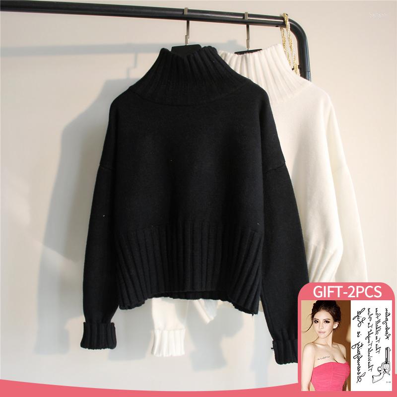 

Women's Sweaters High Quality 2023 Autumn Winter Turtleneck Pullover Sweater Women Oversized Knitted Jumpers Soft White Black
