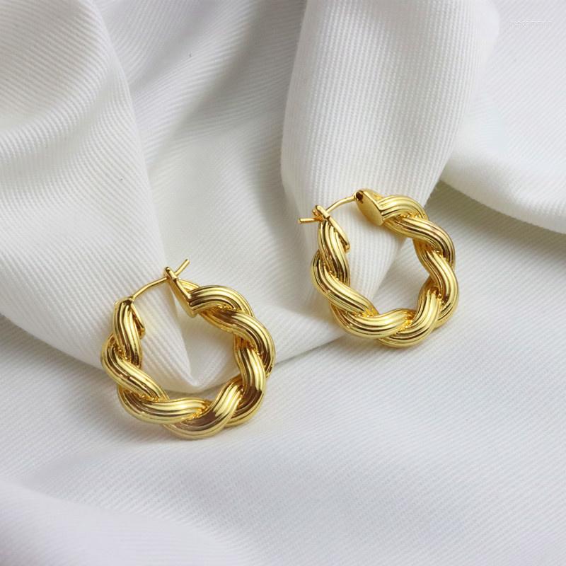 

Hoop Earrings Fashion Jewelry Ethnic Style Women's Twisted Texture Niche Design Round Personality Gold Plated