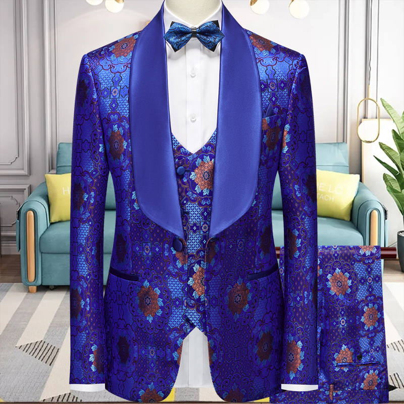 

Men' Suits Blazers Thorndike Tailor-Made Royal Blue Wedding Men Suits Slim Fit Tuxedo 3 Pieces Suits Groom Prom Jacquard Blazer Terno Masculino 230313
