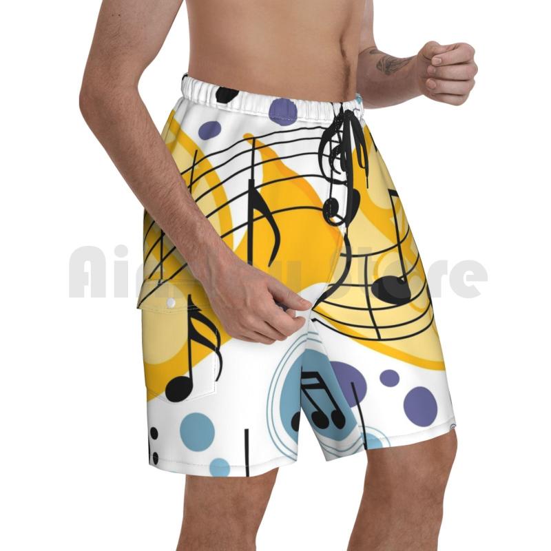 

Men' Shorts Musical Notes Beach Men Pants Swim Trunks Music Note Clef Guitar Musician BandMen, Beach shorts
