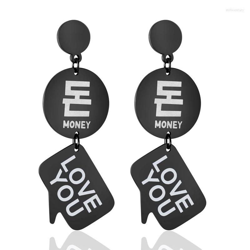 

Stud Earrings Wholesale Korean Hang Love You Stainless Steel Jewelry For Women Party Gifts