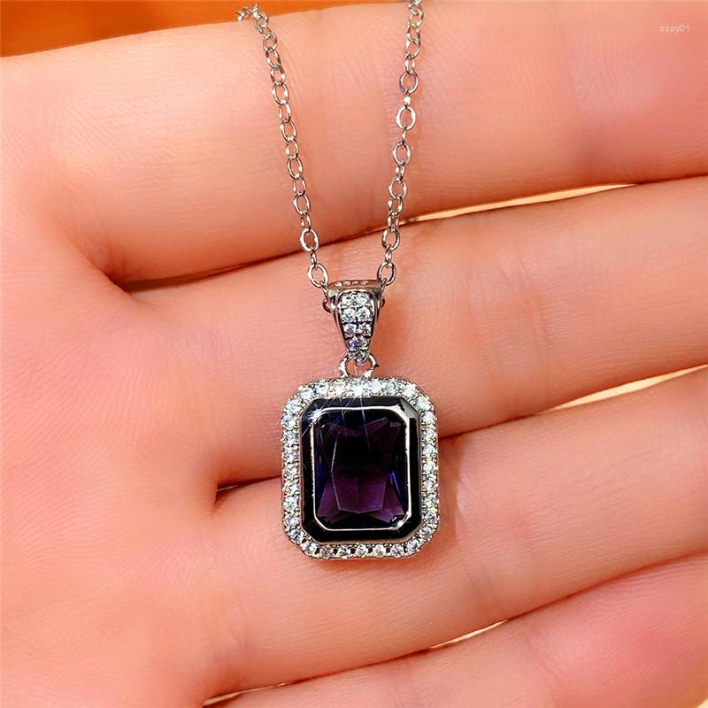 

Pendant Necklaces CAOSHI Fashion Geometric Necklace Female Anniversary Party Accessories With Purple Zirconia Elegant Lady Jewelry Charms