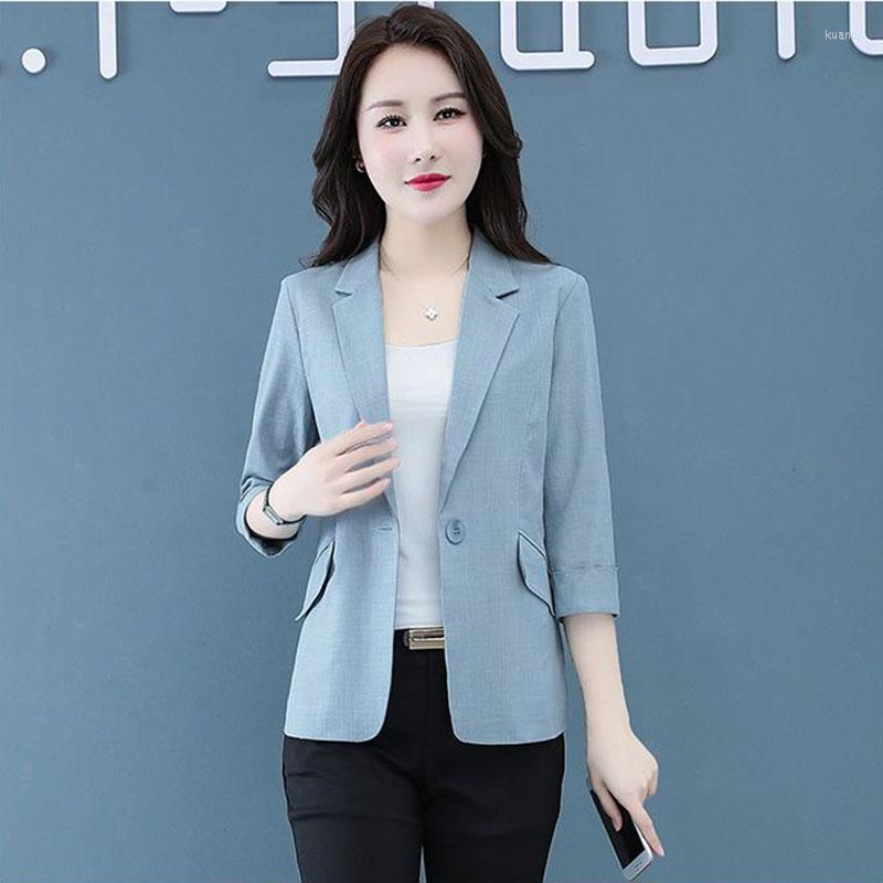 

Women' Suits 2023 Spring Summer Suit Women Coat Fashion Korean Three Quarter Sleeve Blazer Jackets Casual Slim Ladies Blazers Tops, White
