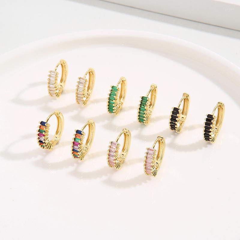 

Hoop Earrings Luxury Female Crystal Zircon Circle Fashion Copper CZ Rainbow Jewelry Romantic Boho For Women Girls