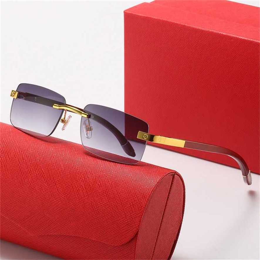 

Sunglasses 2023 new Spring wooden leg Flat mirror trend square frameless versatile Men's and women's street photo sunglasses