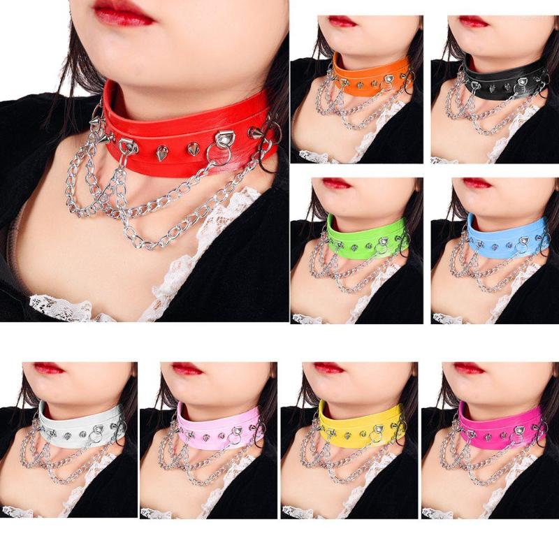 

Pendant Necklaces Leather Choker Female Collar For Women Punk Chain Rivet Decoration Harajuku Necklace Sexy Festival Girls Gothic Jewelry