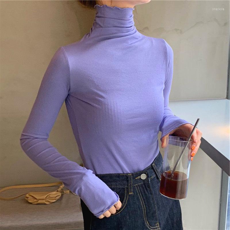 

Women' Sweaters Spring Thin Turtleneck Sweater Women Fashion Slim Top Shirt Soft Comfortable Inner Casual Long Sleeve T-shirt Office Wear, Pl