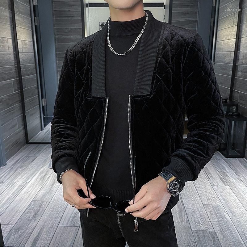 

Men's Jackets Korean Trend Brand Solid Color Velvet Collarless Thickened Warm Parka Homme Jacket Jaqueta Masculina Inverno Winter MenMen's, Black