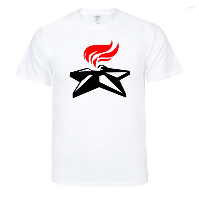 

Men's T Shirts May-9 Victory Day Fire Five Pointed Star Summer Shirt Men's Short-sleeved Cotton T-shirt Men Bottoming Clothes Male Tops, White