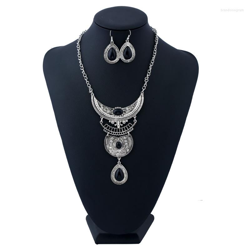 

Necklace Earrings Set Collares Choker Multilayer Fashion Bohemian Statement Maxi For Women Vintage Collier, Picture shown