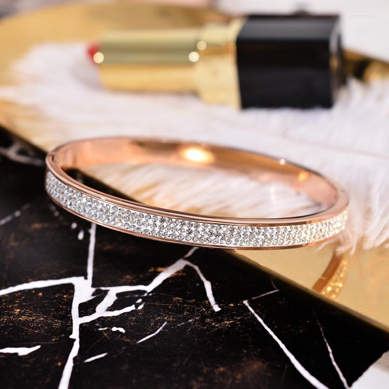 

Bangle YUN RUO Arrival Super Shiny Crystal Bracelet Rose Gold Color Women Birthday Gift Titanium Steel Jewelry Never Fade