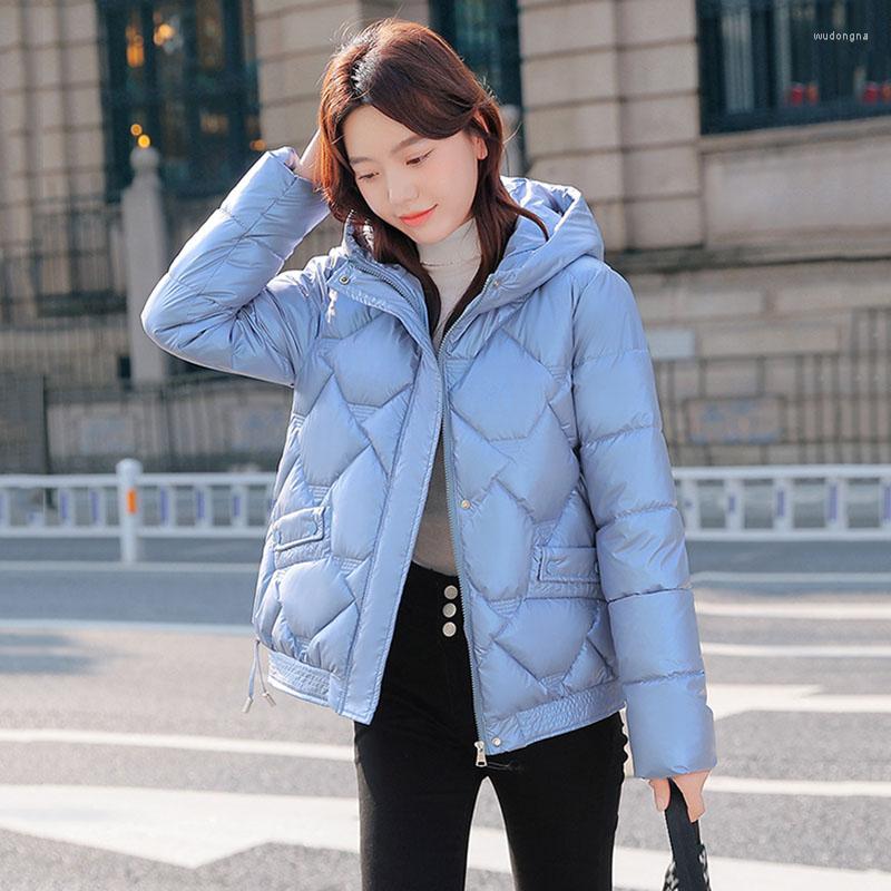 

Women's Trench Coats Winter Jacket 2023 Women's Parkas Coat Thick Glossy Down Cotton Female Student Short Warm Padded Parka Outwear, White