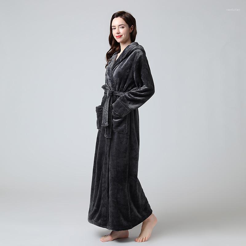 

Women's Sleepwear Long Bathrobe Home Wear Clothes Dressing Gown Women's Hooded Coat Female Flannel Nightdress Women Warm Bath Robes, Yellow