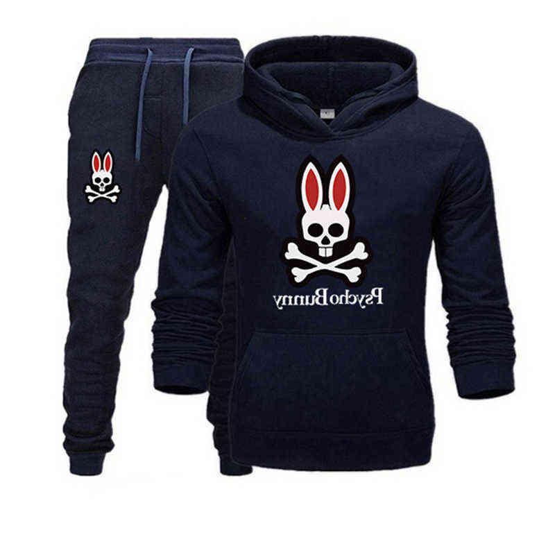 

Sports suit 2021 Men Tracksuits Male Hoodies and Pants Long Sleeve Psycho Jogging Suits Bunny Streetwear Athletic Sets Autumn Josib, White