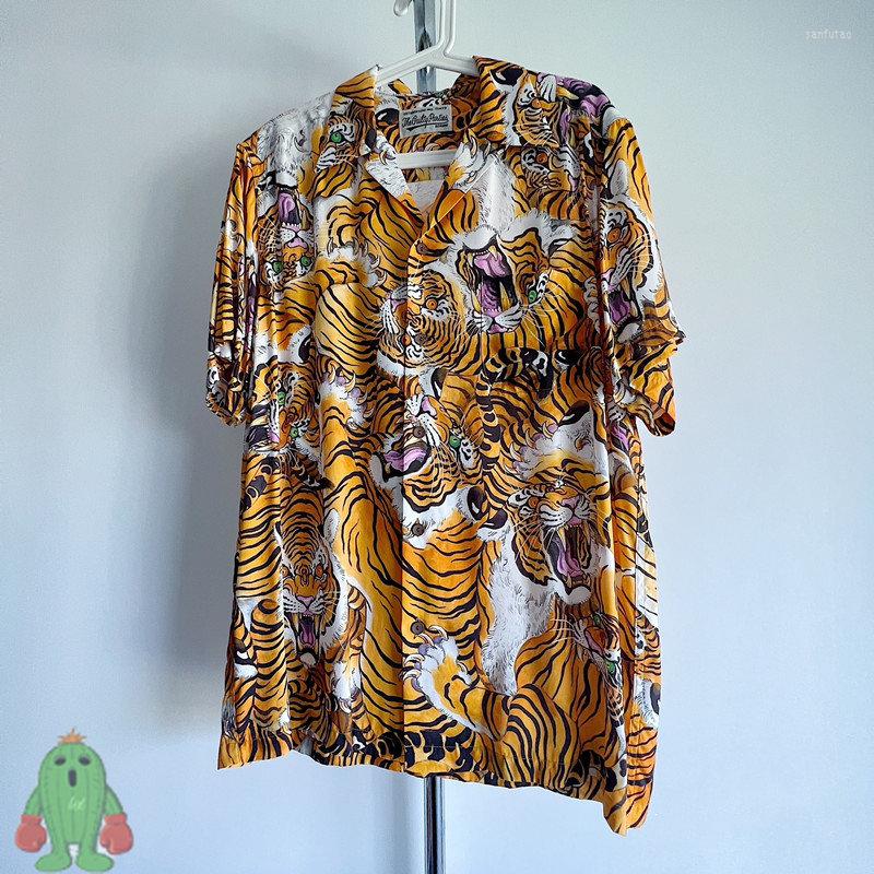 

Men's Casual Shirts Summer Tiger Pattern Full Print WACKO MARIA Hiphop Street Men Women Loose Short Sleeved