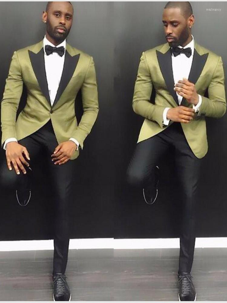 

Men's Suits Slim Fits Green Men's Evening Dress Toast Business Handsome Groom Tuxedos Customzie Size (Jacket Pants Bow Tie) OK:991, Same as image