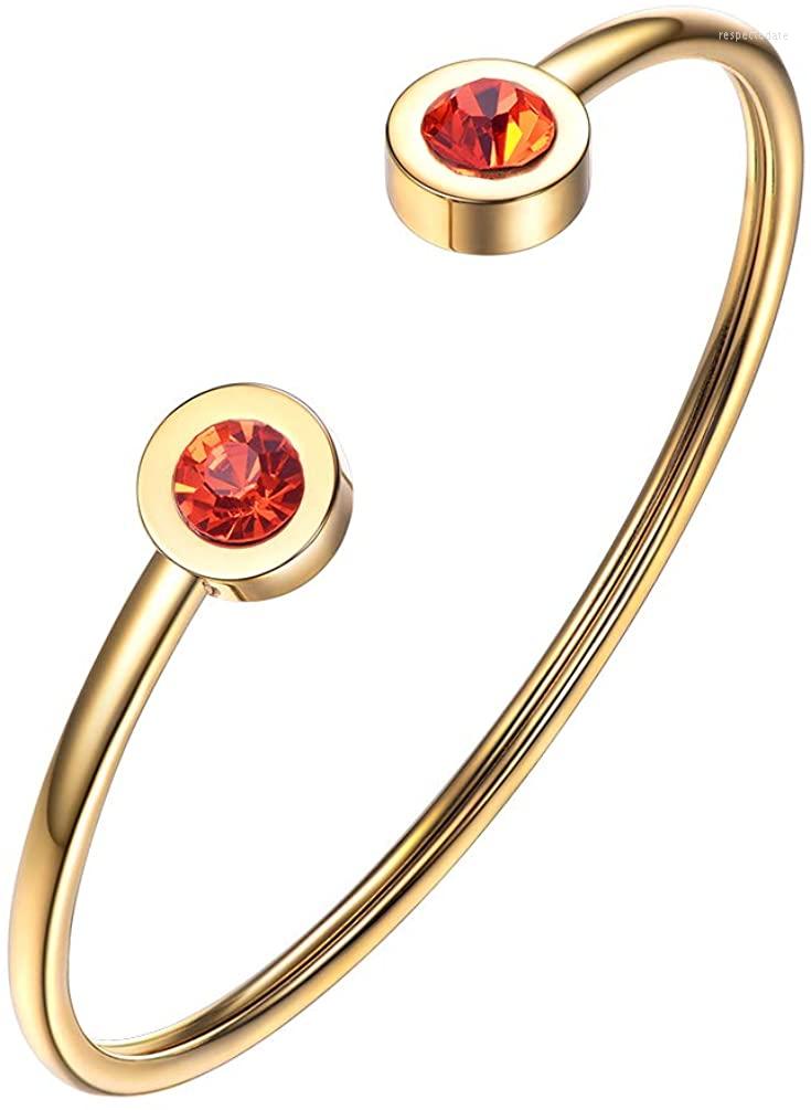 

Bangle U7 Stainless Steel Birthstone Open Bracelet Jan - Dec Birthday Gift Jewelry For Women Girls Fit Wrist From