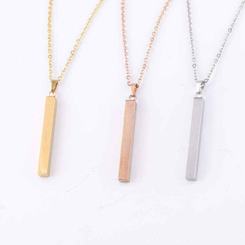 

Pendant Necklaces 20Pcs 3D Strip Bars Mirror Polish Stainless Steel Chorker Chain Necklace For DIY Custom Women's Men's Jewelry